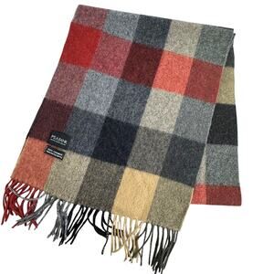 Jos. A. Bank Cashmere Scarf Plaid/Herringbone Red/Brown‎